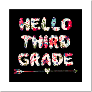 Floral Hello Third 3rd grade team teacher student back to school Posters and Art